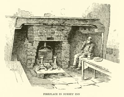 Open haard in Surrey Inn door Alfred Robert Quinton